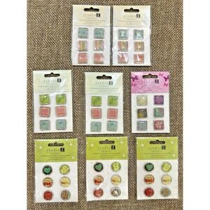 8 sheets of new Epoxy Brads Stickers Studio G - Photo ScrapBook Journaling Heart